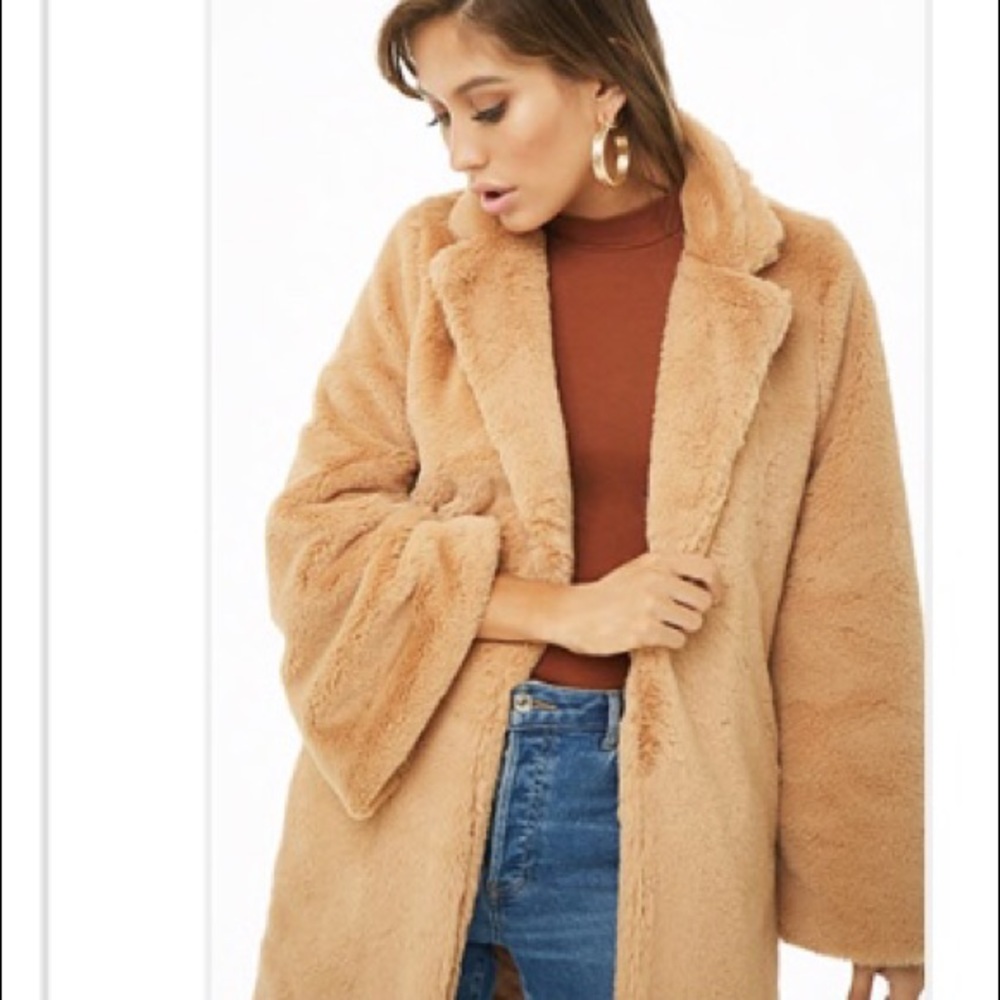 NWT Hers & Mine Camel teddy coat.